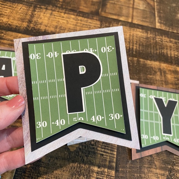 Handmade Football Themed Happy Birthday Banner with Rustic Flare - Picture 4 of 8